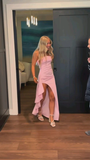 Lovely Pink Strapless Sheath Long Party Dress Wedding Guest Dress HZ0319