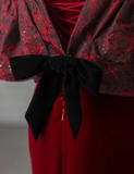 Charming Red Off Shoulder Velvet Mermaid Long Formal Party Dress HZ0319
