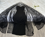Modest Black Spaghetti Straps Sheath Long Formal Prom Gown with Shawl HZ0319