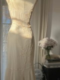 Elegant Sleeveless Ivory Mermaid Chiffon Ankle Length Vintage Party Dress, HZ0319