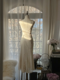 Elegant Sleeveless Ivory Mermaid Chiffon Ankle Length Vintage Party Dress, HZ0319