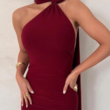 Wine Red Halter Backless Sexy Mermaid Long Evening Party Dress HZ0319