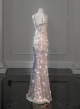 Shiny Pink Sequins Mermaid Long Prom Dress Birthday Gown HZ0319