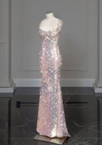 Shiny Pink Sequins Mermaid Long Prom Dress Birthday Gown HZ0319