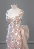 Shiny Pink Sequins Mermaid Long Prom Dress Birthday Gown HZ0319