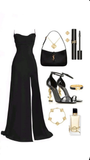 Classy Black Spaghetti Straps Satin Long Party Dress with Slit HZ0319