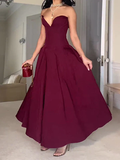 Burgundy Sweetheart A-Line Elegant Long Formal Party Dress HZ0319