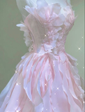 Light Blue Strapless A-Line Chiffon Long Party Dress Birthday Outfits HZ0319