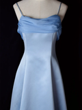 Lilac Spaghetti Straps A-Line Long Party Dress Vintage Evening Gown HZ0319