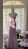 Retro Pink Sparkling Beaded Mermaid Chiffon Evening Dress Prom Dress HZ0319