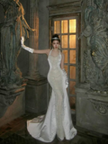 Gorgeous Off Shoulder Mermaid Pearls Chic Wedding Dresses Birthday Outfits, HZ0319
