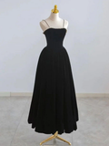 Simple Black tea length prom dress, Black homecoming dress HZ0319