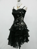 Black Spaghetti Straps A-Line Short Party Dress Homecoming Dress HZ0319
