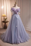 Off-the-Shoulder A-Line Long Prom Dress, Elegant Evening Gown HZ0319