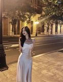 Burgundy A-Line Slit Prom Dress Satin Formal Party Dress, HZ0319