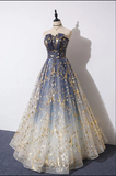 Sparkle Strapless A-Line Tulle Elegant Formal Prom Dress HZ0319
