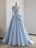 Beautiful A-Line One Shoulder Satin Prom Dress Formal Evening Dress HZ0319
