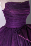 Purple Strapless A-Line Tulle Ball Gown Bowknot Formal Prom Dress HZ0319