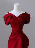 Red Off Shoulder Straps Mermaid Long Prom Dress Evening Gown HZ0319