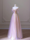 Lovely Pink Off Shoulder A-Line Sequins Long Formal Party Dress HZ0319