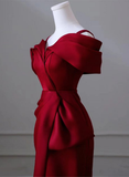 Red Off Shoulder Straps Mermaid Long Prom Dress Evening Gown HZ0319