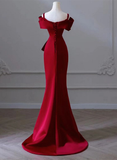 Red Off Shoulder Straps Mermaid Long Prom Dress Evening Gown HZ0319