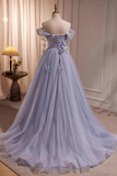 Off-the-Shoulder A-Line Long Prom Dress, Elegant Evening Gown HZ0319