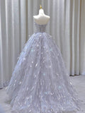 Stunning Strapless A-Line Tulle Long Prom Dress Evening Gown, HZ0319