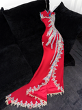 Gorgeous Shiny Red Beaded Sequined Embroidery Design Mermaid Prom Dress Evening Dress HZ0319