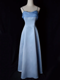 Lilac Spaghetti Straps A-Line Long Party Dress Vintage Evening Gown HZ0319