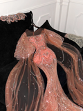 Gorgeous Shiny Orange Beaded Sequined Design Mermaid Prom Dress Evening Dress HZ0319