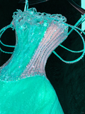 Gorgeous Sparkling Blue-green Sequin A-Line Design Evening Dress Prom Dresses HZ0319