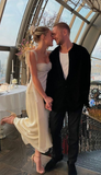 White Straps Sweetheart Sheath Long Party Dress Birthday Outfits HZ0319