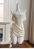 Vintage Beige Spaghetti Strap Design Sheath Party Dresses Homecoming Dresses, HZ0319