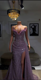 Gorgeous Sweetheart Sheath Purple Sequins Long Evening Party Dress HZ0319