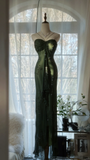 Elegant Dark Green Sparkling Beaded Sweetheart Romantic Evening Dress Prom Dresses HZ0319