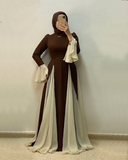Elegant Brown Long Sleeves A-Line Long Formal Prom Dress Evening Dress, HZ0319