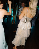 Silver Spaghetti Straps A-Line Tiered Long Formal Party Dress HZ0319