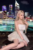 Cute Beige Sequin Ruffled Hem Design A-line Satin Strapless Party Dress Homecoming Dress, HZ0319
