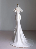 Chic White Sweetheart Mermaid Wedding Party Dress Satin Formal Dress HZ0319