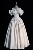 Stunning White Off Shoulder A-Line Satin Wedding Dress Birthday Gown HZ0319