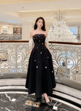 Elegant Black Off Shoulder A-Line Beading Long Party Dress Evening Gown HZ0319