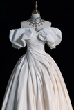 Stunning White Off Shoulder A-Line Satin Wedding Dress Birthday Gown HZ0319