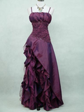 Purple Spaghetti Straps A-Line Long Forml Prom Dress Vintage Party Dress, HZ0319