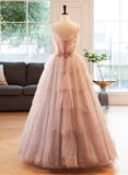 Stunning Pink Spaghetti Straps A-Line Long Prom Dress Evening Gown HZ0319