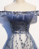 Elegant Off Shoulder A-Line Tulle Formal Party Dress HZ0319