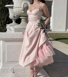 Pink Spaghetti Straps A-Line Lovely Party Dress Birthday Outfits HZ0319