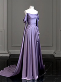 Green Off Shoulder A-Line Satin Long Formal Party Dress HZ0319
