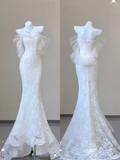 White Sweetheart Mermaid Lace Wedding Dress Birthday Outfits HZ0319