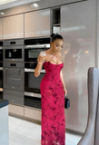 Sexy Cross Neck Sheath Chiffon Long Evening Party Dress HZ0319
